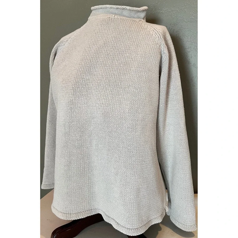 J.Crew VTG women's Linen Cotton Blend Roll Neck Raglan Sweater Oatmeal Large - Picture 2 of 5